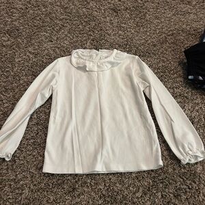 Kids White Ruffle Collar Blouse